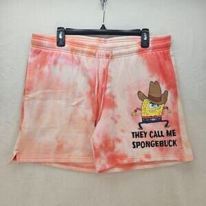 SPONGEBOB WOMEN'S XL ORANGE TIE DYE FLEECE SHORTS